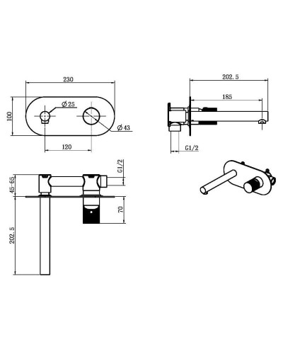 Смеситель для раковины Boheme Stick 125-BB
