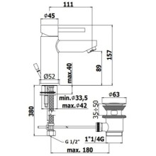 Смеситель для раковины с донным клапаном Paffoni Stick SK071HKCR