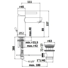 Смеситель для раковины с донным клапаном Paffoni Stick SK071HKCR