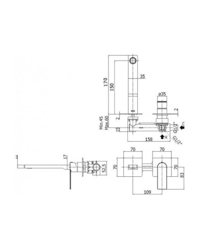 Смеситель для раковины без донного клапана Paffoni Rock RO104CR
