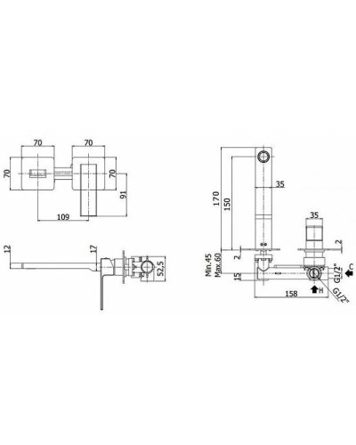 Смеситель для раковины без донного клапана Paffoni Rock RO104CR70