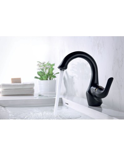 Смеситель для раковины Lemark Swan LM5406BG Черный матовый Золото