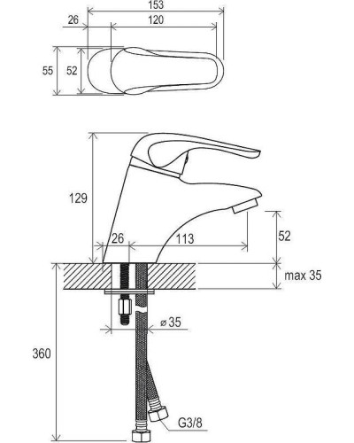 Смеситель для раковины Ravak Rosa RS 012.00 X070022 Хром