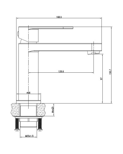 Смеситель для раковины без донного клапана Cersanit Elio A63044