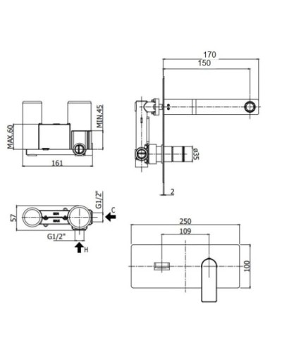 Смеситель для раковины без донного клапана Paffoni Tango TA104CR
