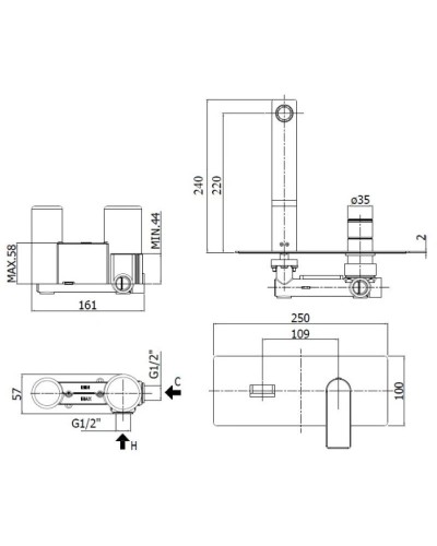 Смеситель для раковины без донного клапана Paffoni Tango TA106CR