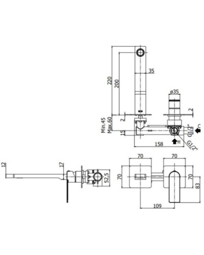 Смеситель для раковины без донного клапана Paffoni Tango TA106CR70