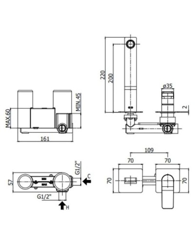 Смеситель для раковины без донного клапана Paffoni Tilt TI105BO70