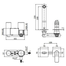 Смеситель для раковины без донного клапана Paffoni Tilt TI105CR70