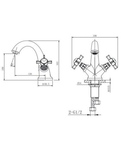 Смеситель для раковины с донным клапаном Caprigo Bristol 21-520-vot