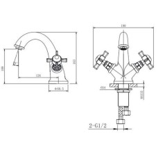 Смеситель для раковины с донным клапаном Caprigo Bristol 21-520-crm