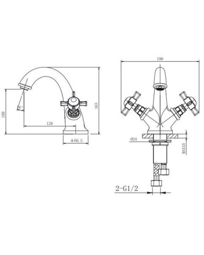Смеситель для раковины с донным клапаном Caprigo Bristol 21-520-crm