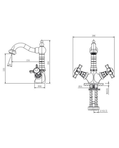 Смеситель для раковины с донным клапаном Caprigo Bristol 21-526-vot