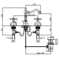 Смеситель для раковины с донным клапаном Caprigo Bristol 21-022-crm