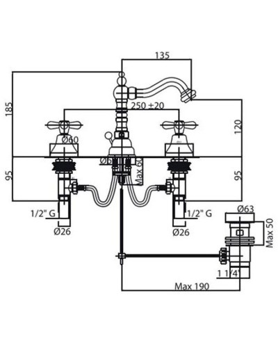 Смеситель для раковины с донным клапаном Caprigo Bristol 21-022-vot