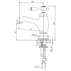 Смеситель для раковины с донным клапаном Caprigo Fonte 12-520-vot