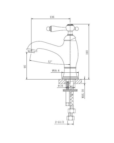 Смеситель для раковины с донным клапаном Caprigo Fonte 12-520-vot