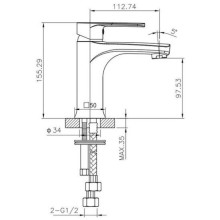 Смеситель для раковины без донного клапана Caprigo Atlantic 51-020-crm