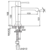 Смеситель для раковины с донным клапаном Caprigo Diamante 50-020-crm