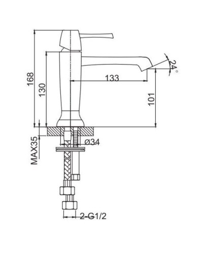 Смеситель для раковины с донным клапаном Caprigo Diamante 50-020-oro