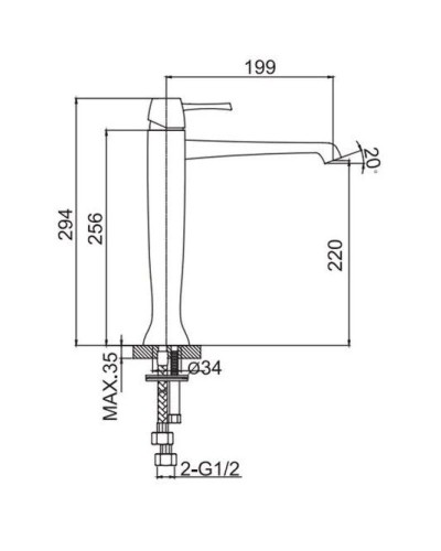Смеситель для раковины с донным клапаном Caprigo Diamante 50-023-oro