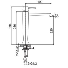 Смеситель для раковины с донным клапаном Caprigo Diamante 50-023-crm