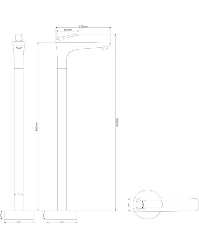 Смеситель напольный для раковины NT Bagno Rinzo B NT46031А