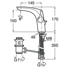 Смеситель для раковины с донным клапаном Roca Insignia 5A333AC00