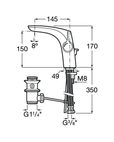 Смеситель для раковины с донным клапаном Roca Insignia 5A333AC00