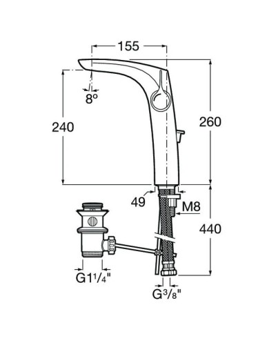 Смеситель для раковины с донным клапаном Roca Insignia 5A343AC00