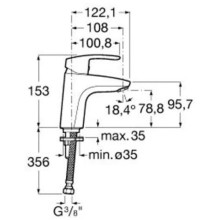 Смеситель для раковины без донного клапана Roca Monodin-N 5A3298C00