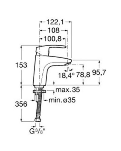 Смеситель для раковины без донного клапана Roca Monodin-N 5A3298C00