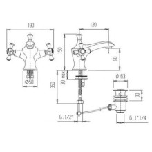 Смеситель для раковины с донным клапаном Caprigo Monarch 41-020-oro
