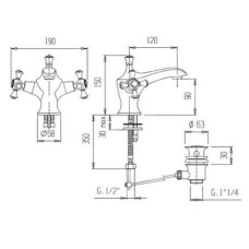 Смеситель для раковины с донным клапаном Caprigo Monarch 41-020-oro