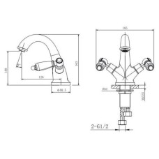 Смеситель для раковины с донным клапаном Caprigo Adria Classic Metal Edition 03M-520-crm