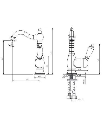 Смеситель для раковины с донным клапаном Caprigo Adria Uno 02-524-crm