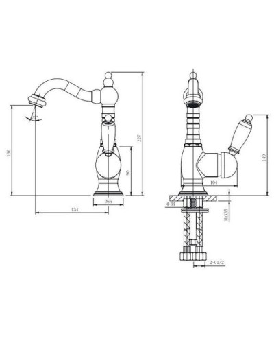 Смеситель для раковины с донным клапаном Caprigo Adria Uno Black Edition 02B-524-crm