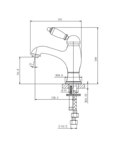 Смеситель для раковины с донным клапаном Caprigo Adria Uno Metal Edition 02M-520-crm