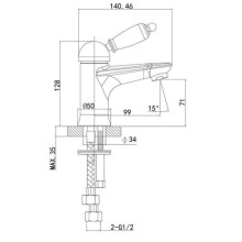 Смеситель для раковины с донным клапаном Caprigo Adria Uno Metal Edition 02M-522-crm