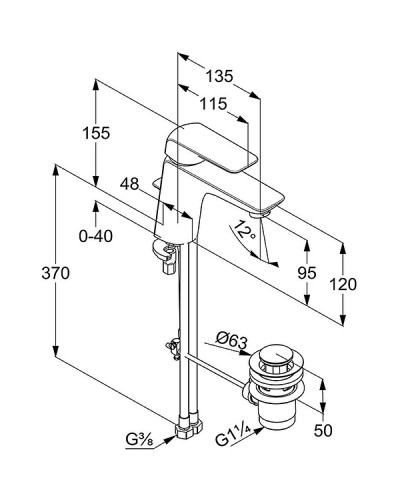 Смеситель для раковины Kludi Ameo XL 410230575 Хром