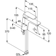 Смеситель для раковины Kludi Ameo XL 410260575 Хром