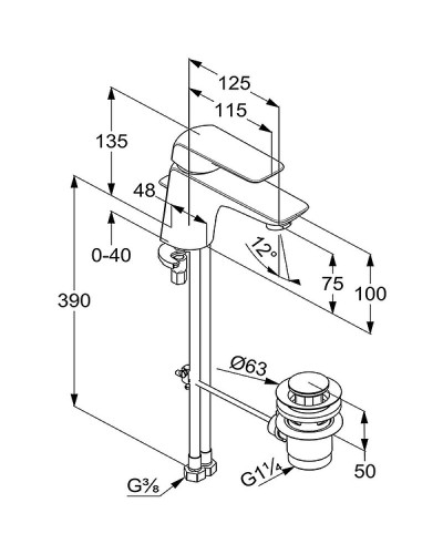 Смеситель для раковины Kludi Ameo 410290575 Хром