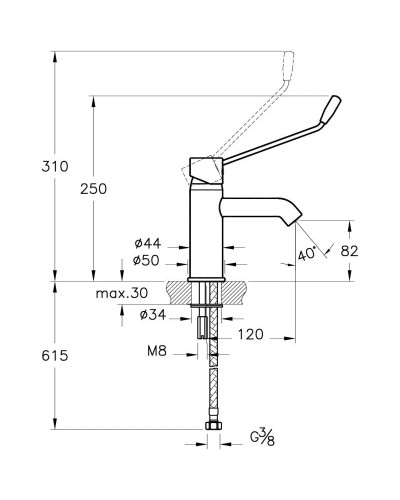 Смеситель для раковины без донного клапана VitrA Minimax S A42312WSA