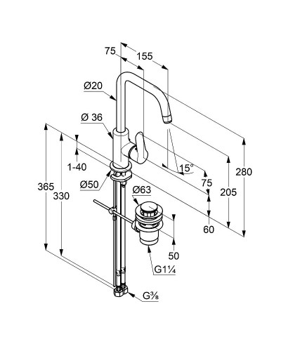 Смеситель для раковины Kludi Objekta 320230575 Хром