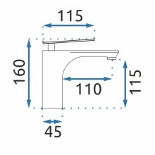 Смеситель для раковины без донного клапана Rea Berg REA-B2035