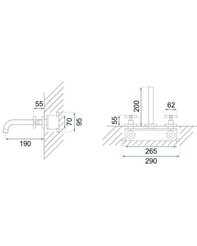 Смеситель для раковины без донного клапана Rea Exit REA-B8000