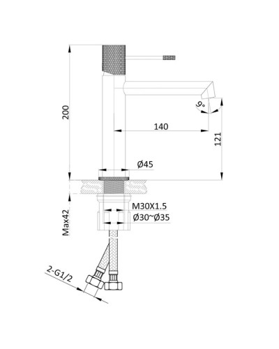 Смеситель для раковины без донного клапана Vincea Desire VBF-1D1GM