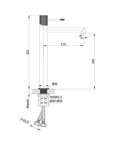 Смеситель для раковины без донного клапана Vincea Desire VBF-1D2CH