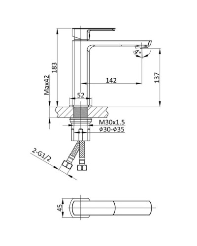 Смеситель для раковины без донного клапана Vincea Next VBF-1N1MB