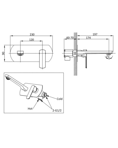 Смеситель для раковины без донного клапана Vincea Next VBFW-1N1MB